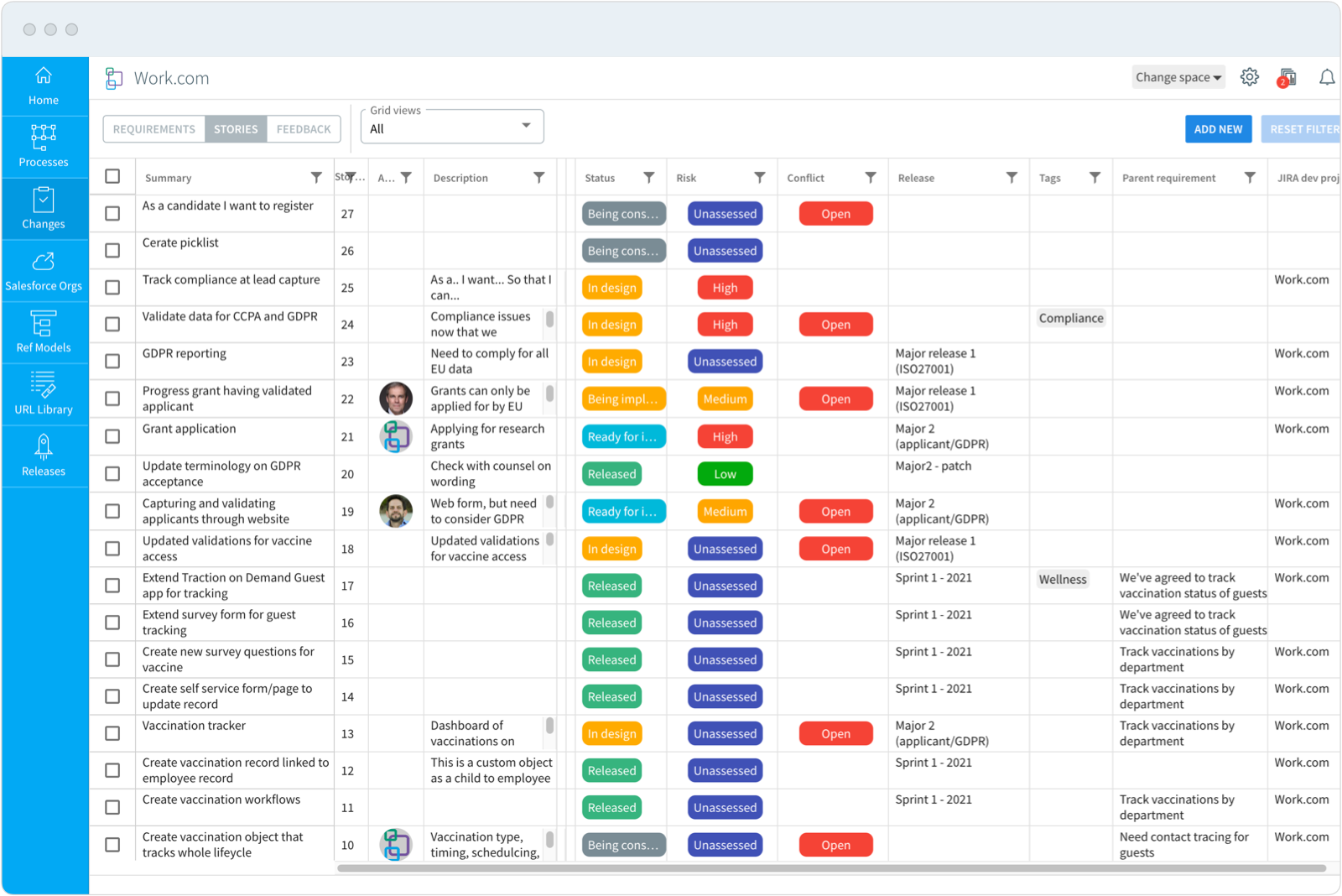 Version controlled requirements for business analysts in Salesforce