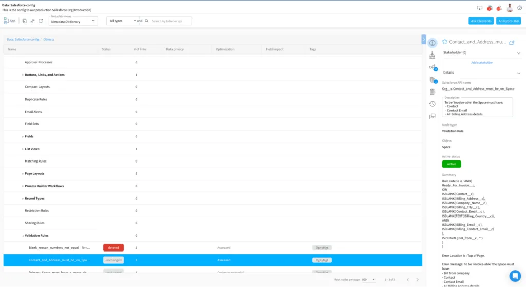 Validation rule documentation in Elements.cloud